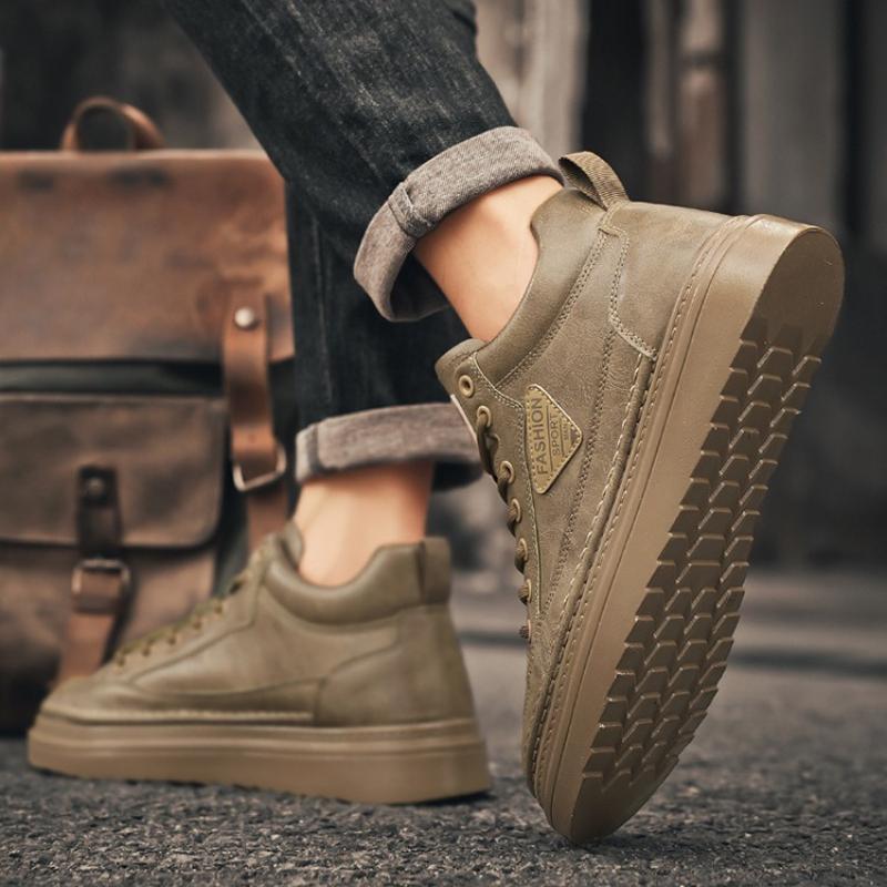 High-top Men Shoes Fashion British Style Men Ankle Boots Versatile Platform Casual Leather Shoes Designer High Quality Men Boots