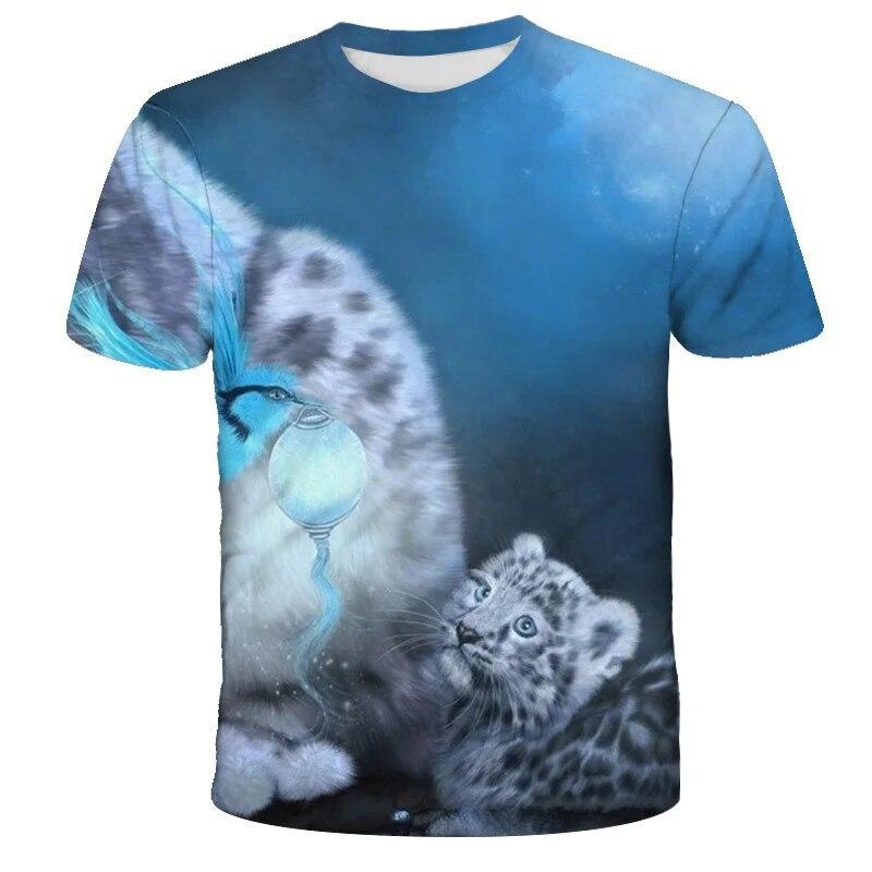Lion Tiger Series 3D Printed Tops Casual Short Sleeve T-shirts Summer Plus Size Sportwear Men's T-shirt