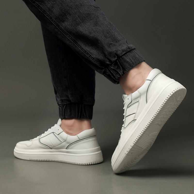 Męskie buty ze skóry naturalnej sznurowane outdoorowe moda Płaskie Trampki Najnowsze Okrągły nosek Sznurowane Trampki na platformie Codzienne Płaskie Buty