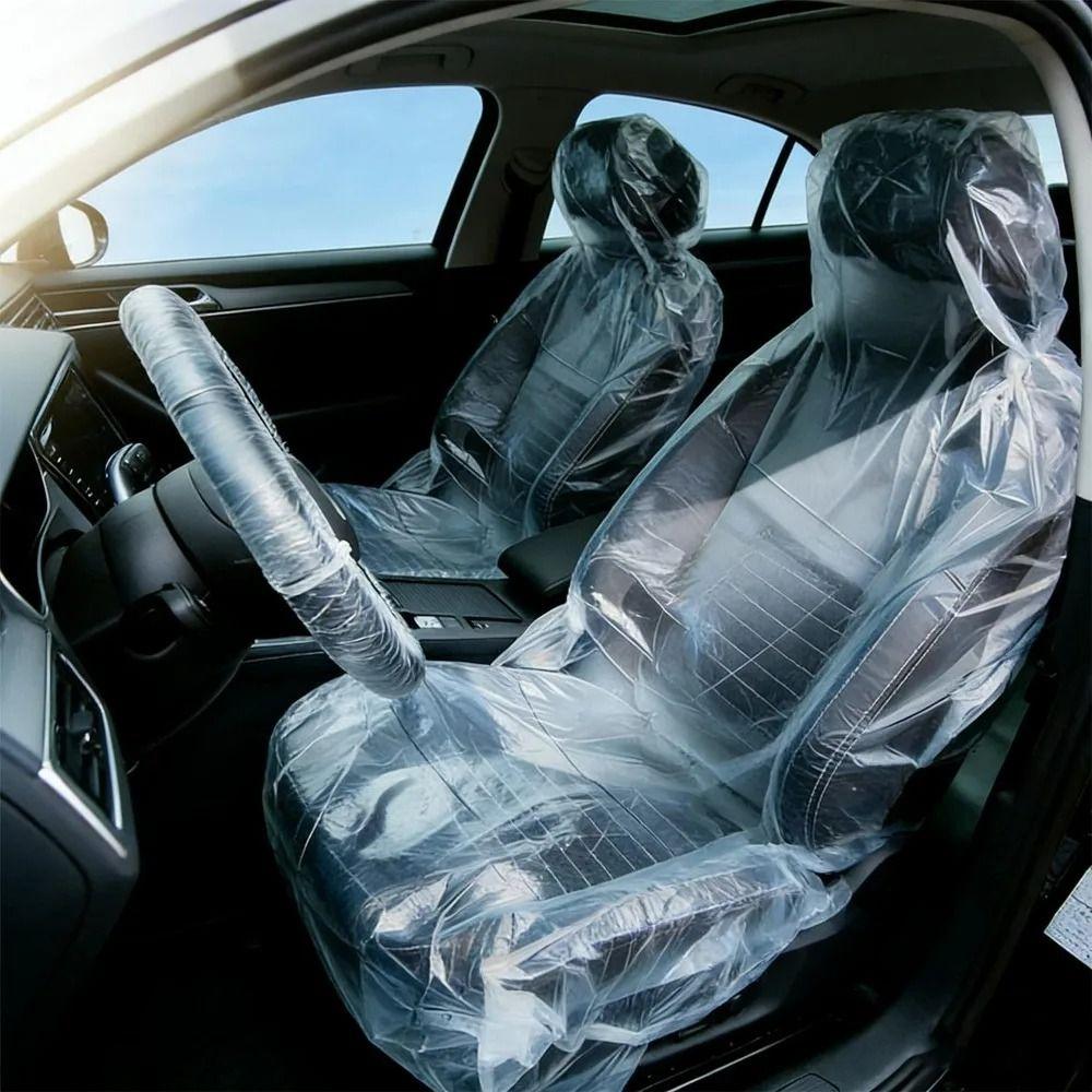 100pcs Thickened Plastic Disposable Car Seat Covers Plastic Seat Cushion Covers Service Centers