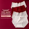 Girl Spring and Autumn Benming Year Red Sweet Lace Edge 10A Bacteriostatic Extended Crotch Breathable Briefs