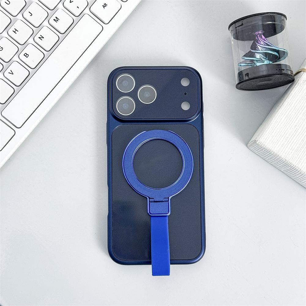 For Magsafe Magnetic Bracket Grip Ring Case For iPhone 17 16 Plus 15 14 13 12 11 Pro Max Air Matte Plating Wrist Strap Cover
