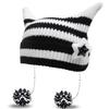 Star Cat's Ears Knitted Hat Y2K Woolen Hat Casual Slouchy Knitted Beanies  Outdoor