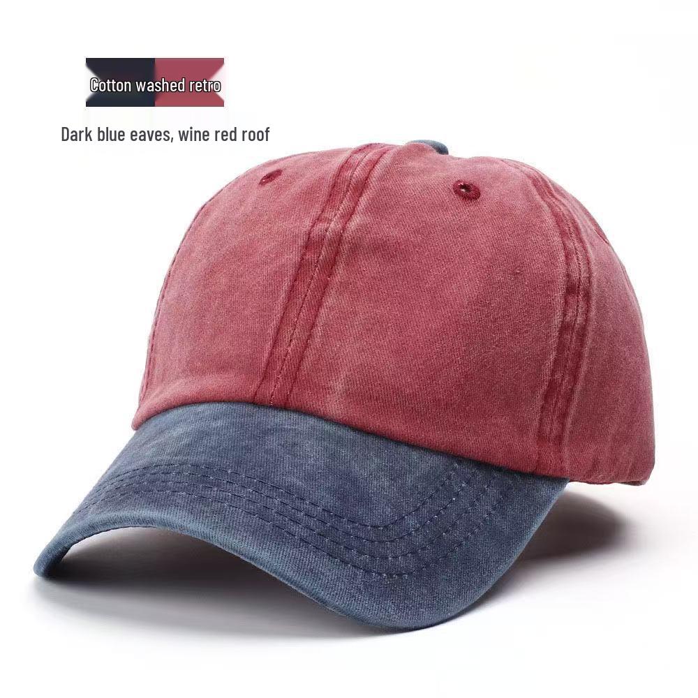 Personalized Retro Unisex Embroidered Cotton Baseball Cap with Soft Brim and Color Block Design
