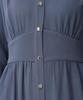 Mishmash MM447415 BLUE Shirt Dress with Front Waist Puff Long Simple Design Women's Buttons, Opening, Belt, Sleeves, Length, Basic,