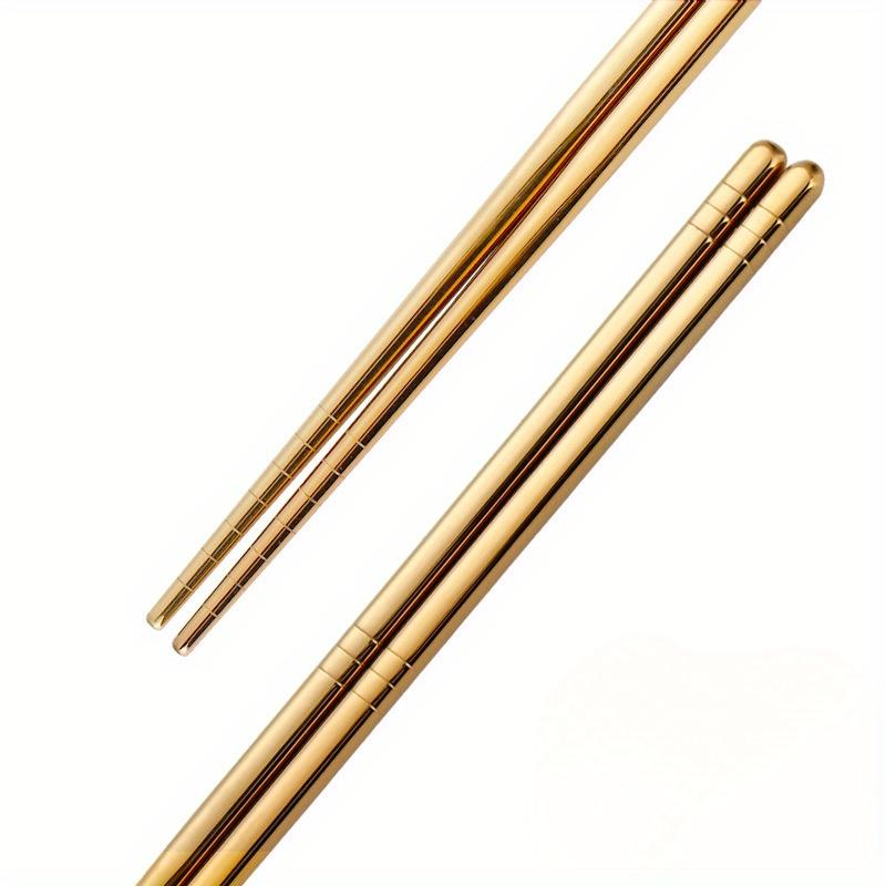 

Многоразовые палочки для суши, набор из нержавеющей стали 304, нескользящие китайские металлические палочки для еды, можно мыть в посудомоечной машине золотистый