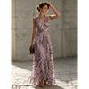 2026 French Vacation Style Halter Neck Pleated Long Dress Elegant Slim Fit Party Women