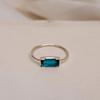 Baguette Neon Blue Tourmaline Minimalist 925 Sterling Silver Ring Jewelry, Blue Tourmaline Handmade Ring
