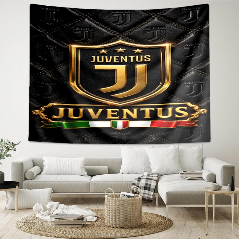 Juventus Football Club Print Tapestry, Backdrop, Easy Setup, Ideal for Bedroom, Office & Living Room, with Aesthetic Wall Hanging Decor.