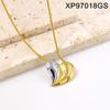 Gold-Plated Titanium Steel Heart Stud Earrings & Collarbone Chain Jewelry Set for Women in European American Style.