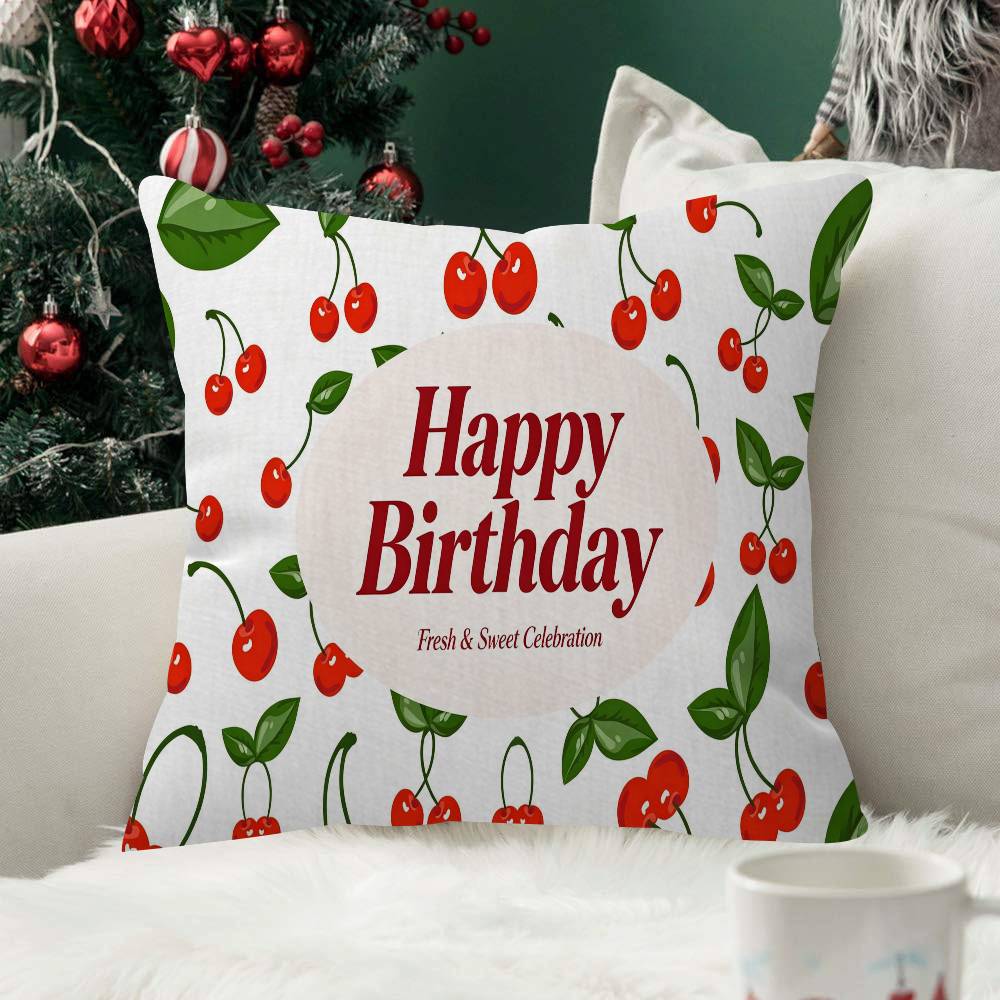 Pink Cherry Cherries Butterfly Pillow Case Plush Fabric Soft Double Sided Print Sofa Cushion Cover Throw Pillow Covers