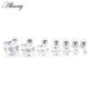 Alisouy 2PCS  Stainless Steel 4 Prong Square Zircon CZ Women Men Girl Ear Stud Cartilage Screw Earrings Piercing Jewelry