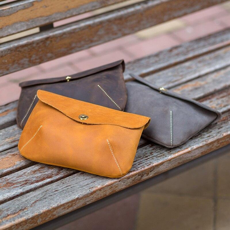 Johnature Ručně vyráběná retro kožená taška Crazy Horse Dámská taška Volný čas Přírodní hovězí kůže Kabelka Tašky přes rameno na mobilní telefon