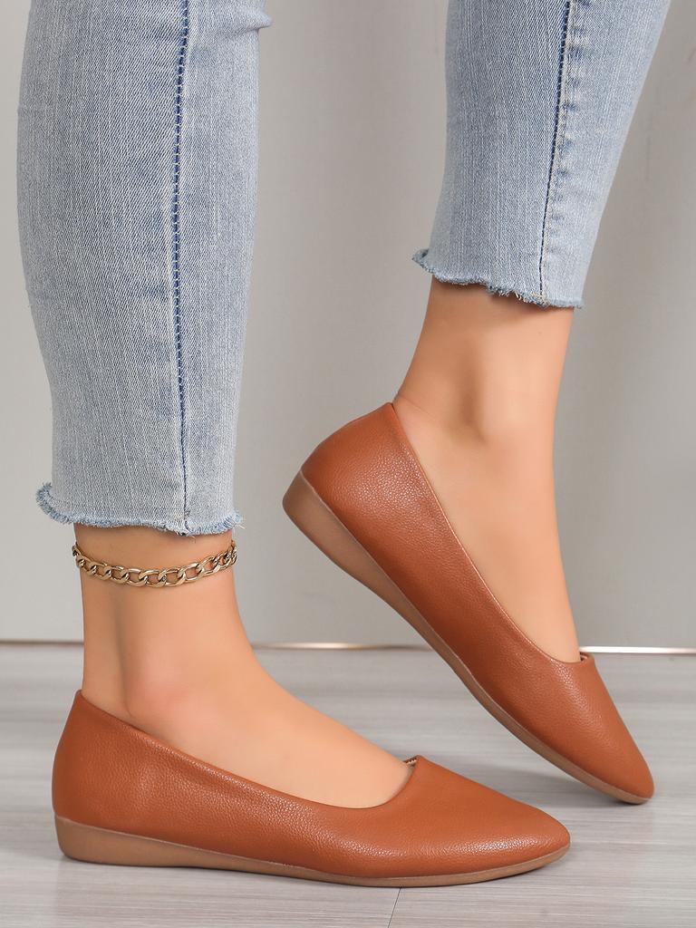 22 trendy four-season casual single shoes solid color flat heel temperament beautiful single shoes