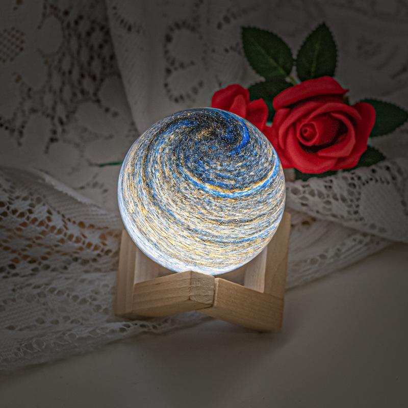 Galaxy Ball Lampe Kinderlicht Planetarische Kristallkugel Nachtlichter Leuchtend USB-Strom Warm Nachttisch Geschenk Heimdeko Schlafzimmer Weihnachten