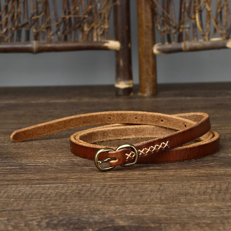 Curea decorativă subțire pentru damă, cataramă cu opt tipuri, cu haină, curea de femei din piele de vacă pură, cu tendințe de modă retro