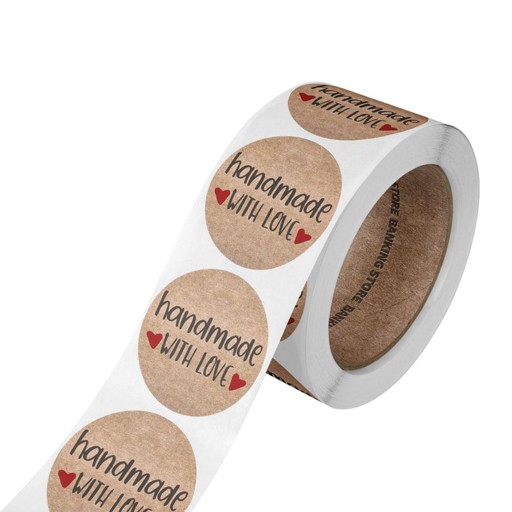 100-500pcs Kraft Paper Label Handmade Circular Self-adhesive Label Baking Party Decoration Wedding Decoration 1 Inch Sticker
