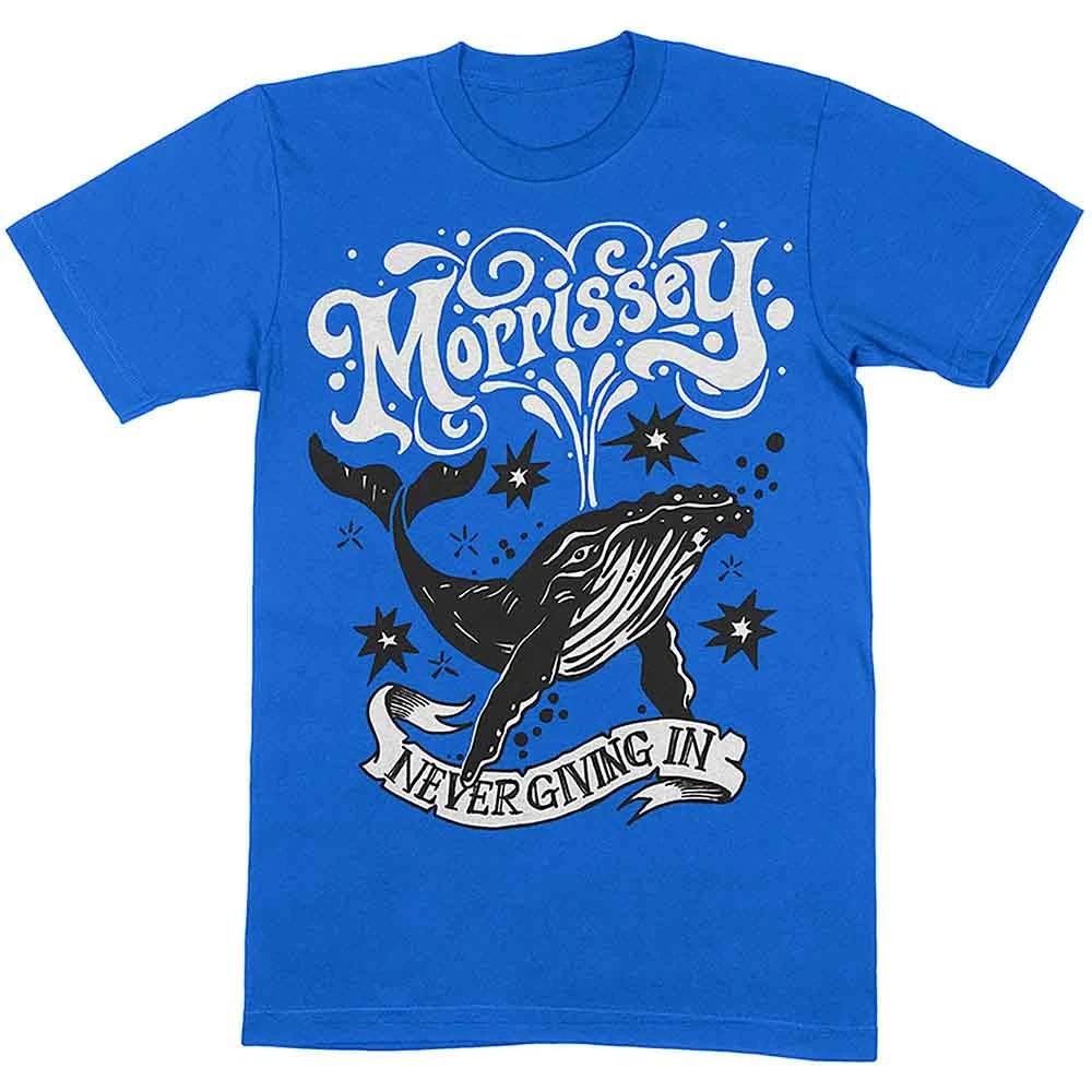 Morrissey Never Giving In/Whale T-Shirt Blue New 3XL