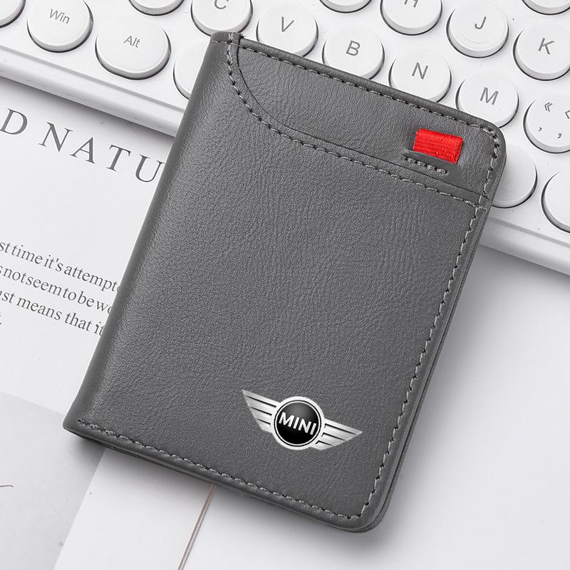 BJRT1 Vintage Car Metal Logo Leather Wallet Credit Card Holder For BMW Mini Cooper R50 R53 R55 R56 R60 R61 F54 F55 F56 F60 Accessories