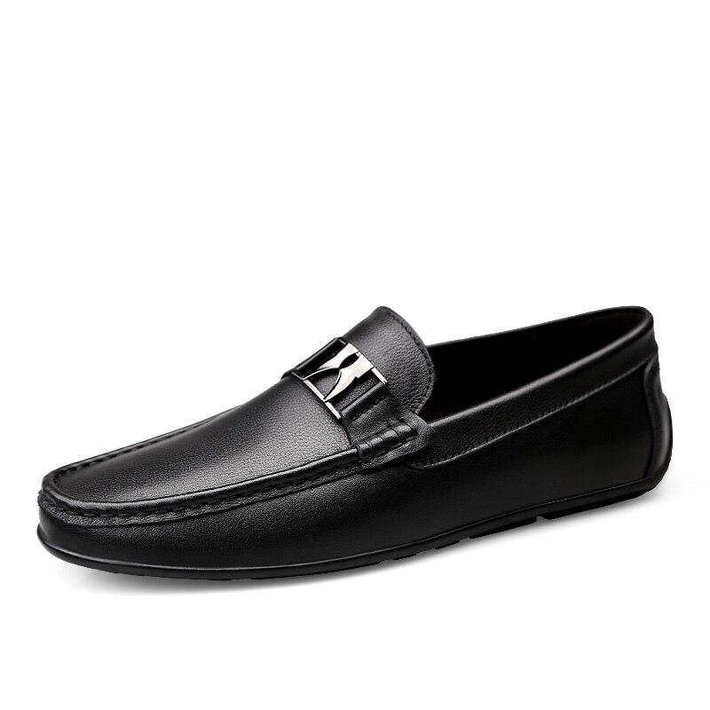 Mocasines de cuero genuino hombre zapatos de lujo penny blanco y negro  hombre resbalar en la oficina vaca primavera otoño oxford italiano slip on  comprar a buen precio — entrega gratuita, reseñas