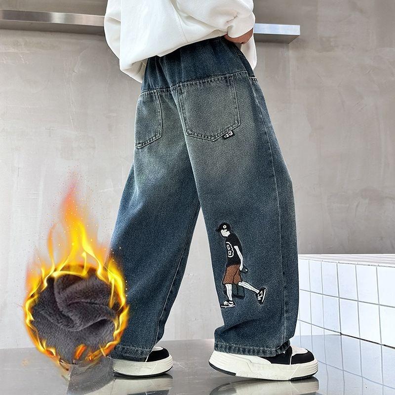 Boys' Fleece-Lined Camouflage Pants: Spring, Fall, and Winter Casual Pants for Kids