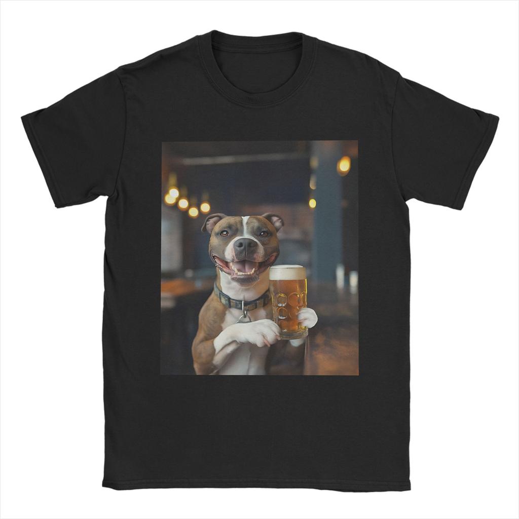 Unisex Unisex T-Shirt Lustiger Patriotischer Zwergspitz Hund Trinkt Bier Amerikanische Reine Baumwolle T-Shirts Rundhals Kleidung Große Größen