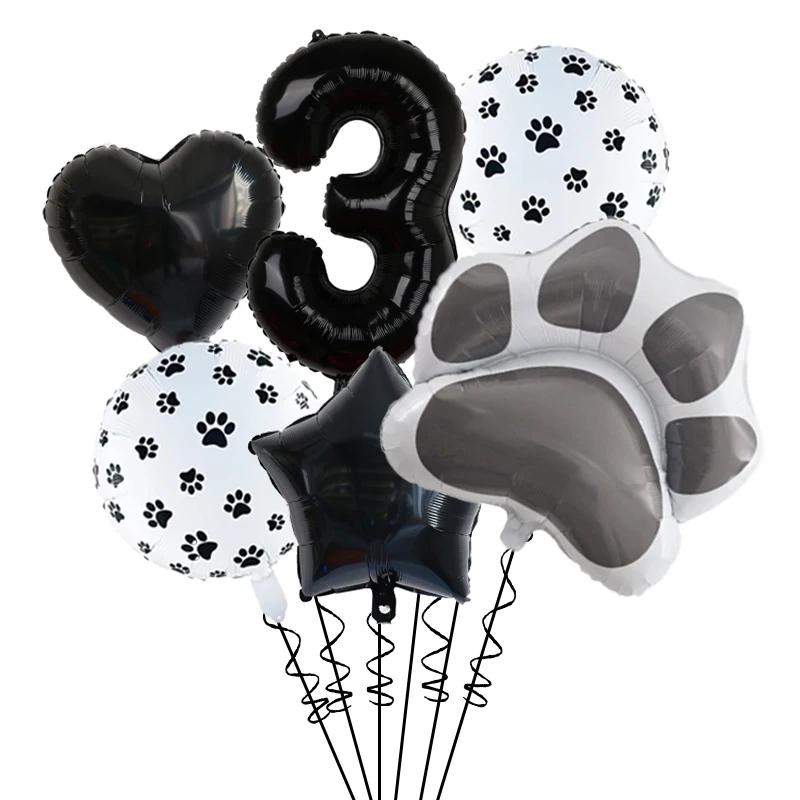 Black Puppy Paw Birthday Party Decor Cat Paw Party Supplies Tableware Cup Plates Balloons For Kids Favors Gifts Baby Shower