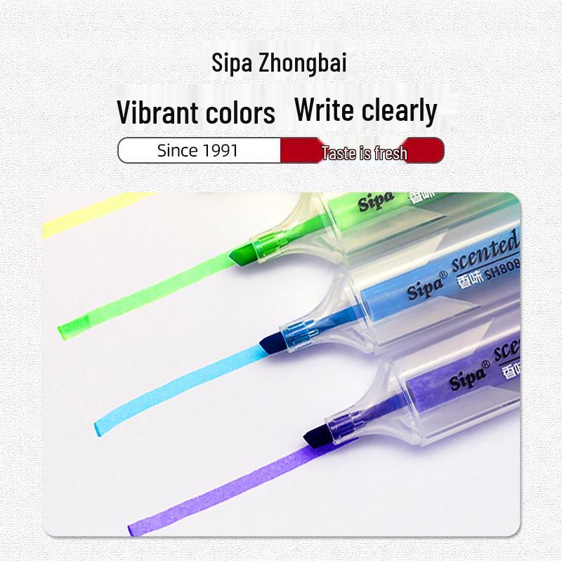 Surligneurs parfumés aux fruits de style coréen, 7 couleurs, pointe biseautée pour surligner et marquer pour étudiants