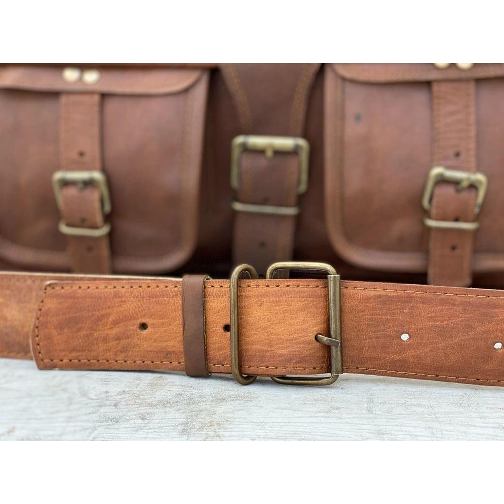 Men Genuine Brownish Leather Vintage Laptop Messenger Briefcase Bag Satchel