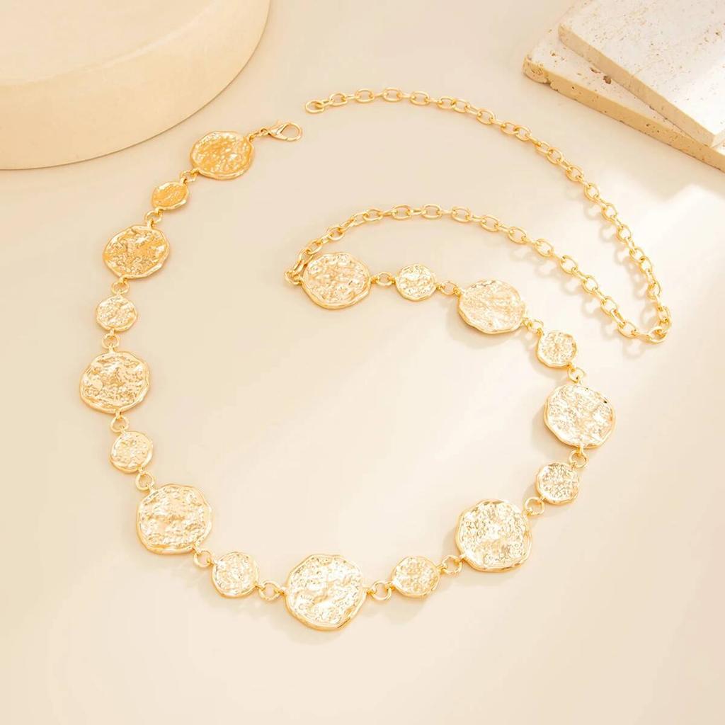 Salircon Fashion Irregular Wrinkle Round Waist Chain for Women Bohemia Simple Sexy Bikini Splicing Body Chain Jewelry Accessory