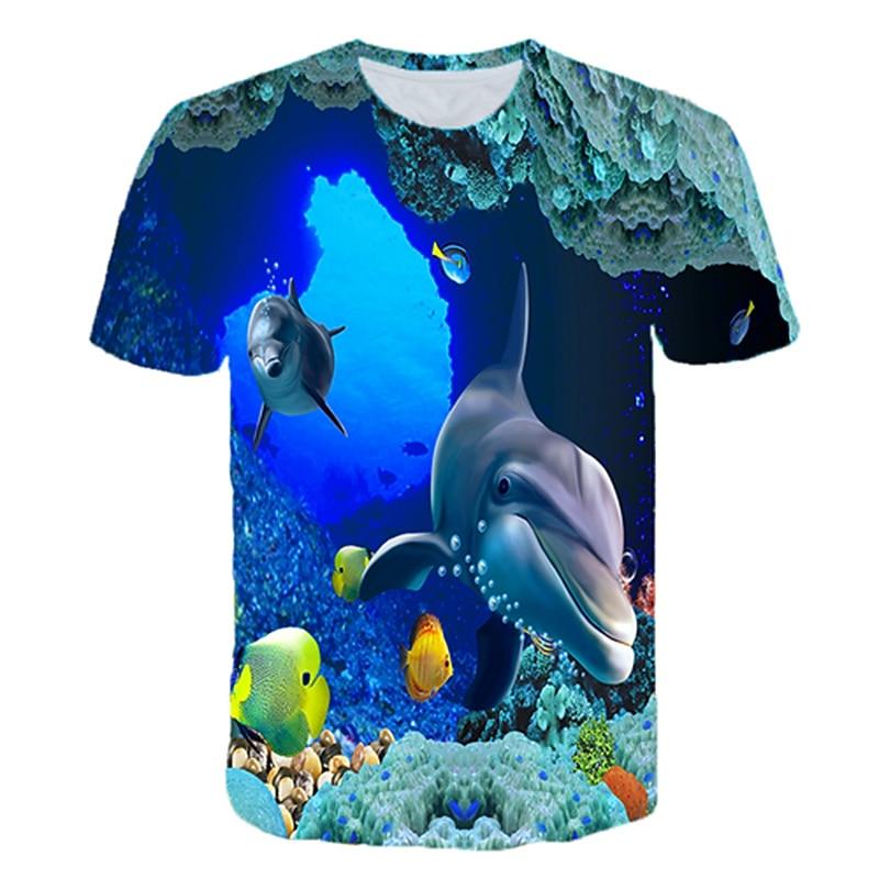 Children's Day Boys 3D Shark 3D Print Fish T Shirt Tee Short Sleeve Summer Active Cute Streetwear Kids Toddler 2-12 Years