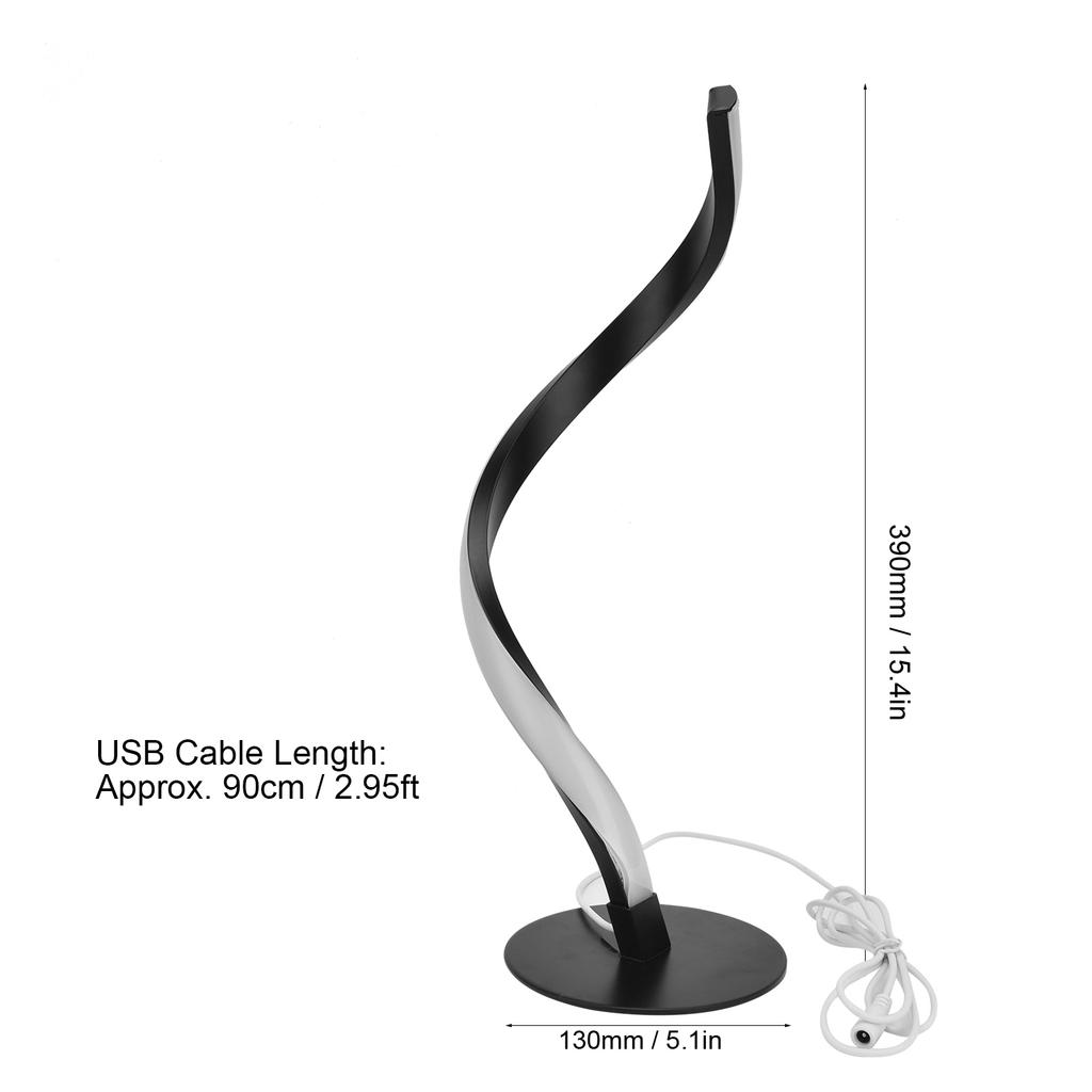 SShaped LED Spiral Table Lamp Rding Light Small Night Light for Bedside (Black )