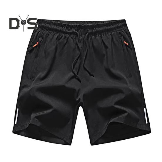 

Мужские шорты с эластичной талией, средней посадкой, регулируемые шорты с завязками, эргономичный дизайн, однотонные повседневные шорты из ледяного шелка XL чёрный