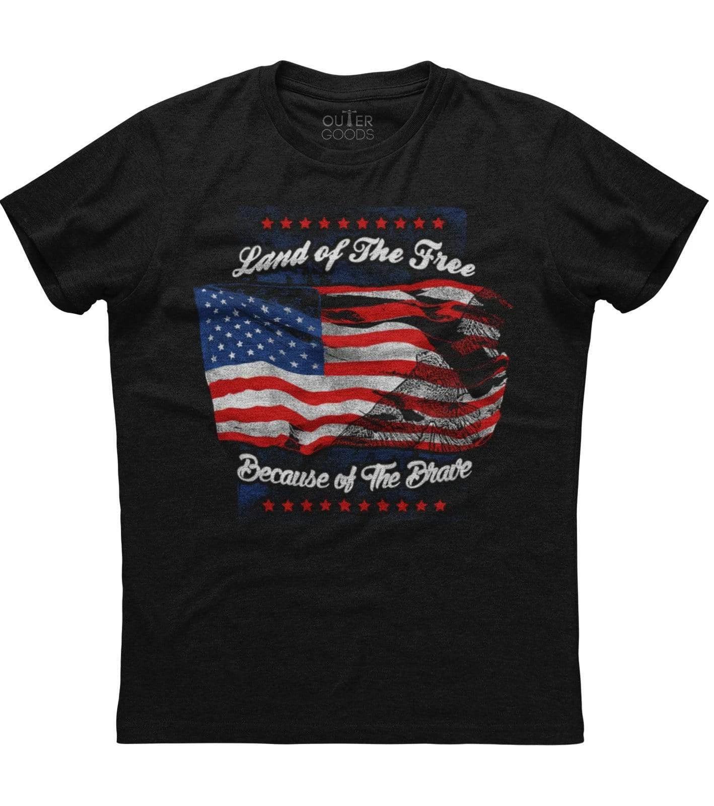 Mens American Flag Land Of The Free Because of The Brave Patriotic T-shirt Eagle XXXXL
