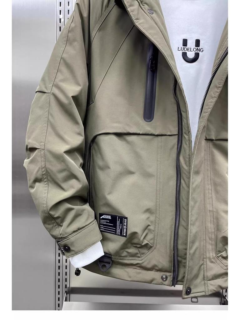 Męska Modna Wiatroszczelna Kurtka Góralska – Stylowa, Wszechstronna i Przystojna Odzież Robocza z Kapturem