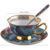 Europe Style Ceramic Cup Saucer and Spoon Set Bone China Tea Cups Small Floral White Pink Blue Patterns Coffee Cup