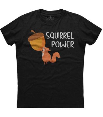 Squirrel Power Holding a Nut Mens Short Sleeve Cotton Black T-shirt