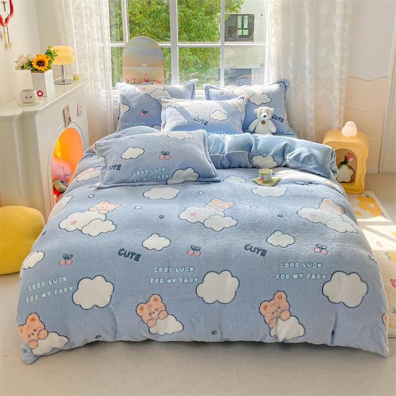 Rosa Dickes Fleece Blume Bettbezug Für Mädchen Winter Warm Flanell Bettdecke Bezug 1 Stück 150 cm Größe Mädchen Bettwäsche Funda Nordica Cama