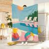 Summer Retro Beach Ball Throw Lightweight g Flannel Blanket Soft Skinfriendly for Summer Cooling