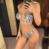 Novinka Se sukní Zebra Potištěný Zavinovač Kolem Bikin Dámské Plavky Dámské Plavky Třídílné Bikiny Souprava Koupání Plavky