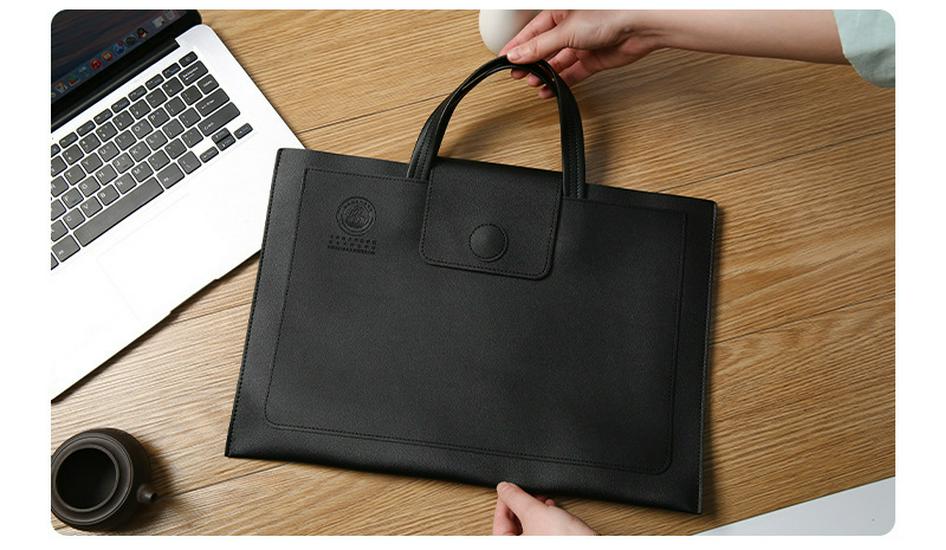 A4 Leather Business Document Briefcase - Large Capacity Custom Bag