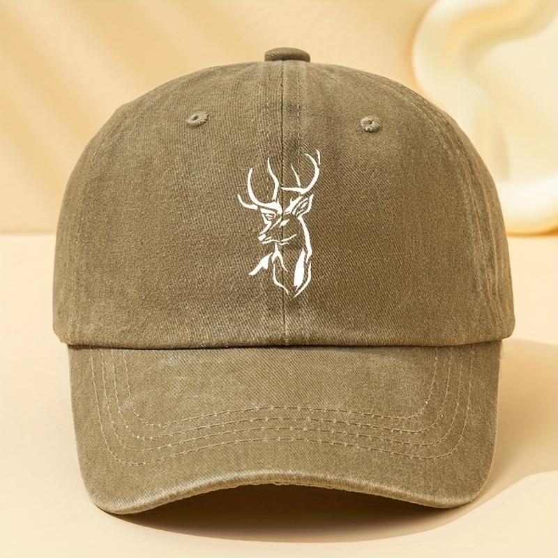 Deer Head Baseball Cap Mens Stylish Deer Head Baseball Cap  Adjustable Breathable  ComfortableBlack with White Deer Print