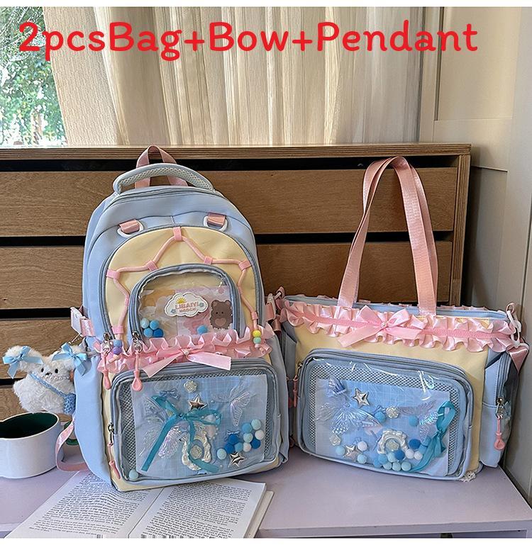 Fresh Sweet Transparent Backpack With Waterresistant Nylon For School Girls
