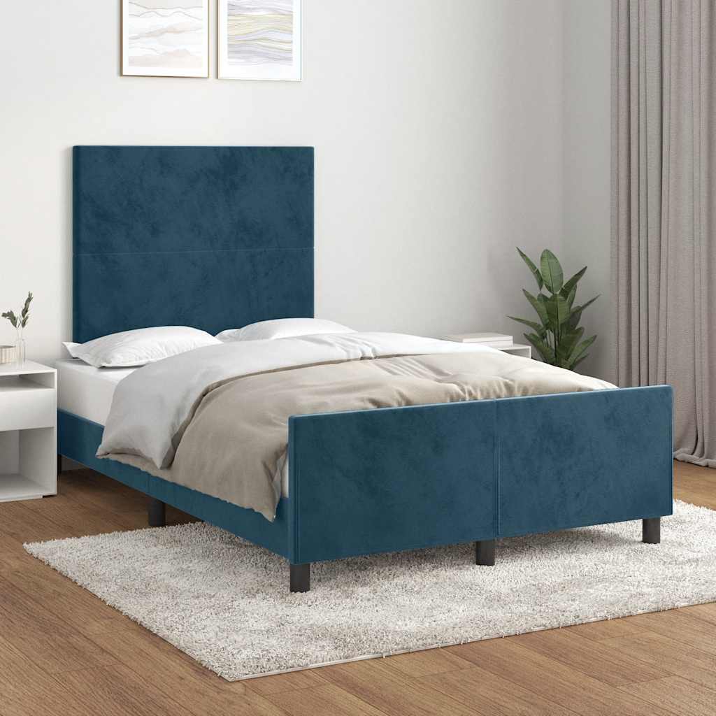 Bed Frame without Mattress Dark Blue 120 x 200 cm Velvet