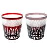 Retro Kiriko Pair of Glass Saika Red Current Model J-kitchens Cups, 85xH90mm, 260cc, & Purple, Kasho,