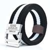 Unisex Double Ring Casual Leather Canvas Belt for Outdoor and Military Use