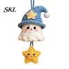 Crochet Ghost Hanging Decor Halloween Decoration, Handmade Ornament for Car Backpack Charms Rearview Mirror, Knit Yarn Pendant Holiday Hand Woven