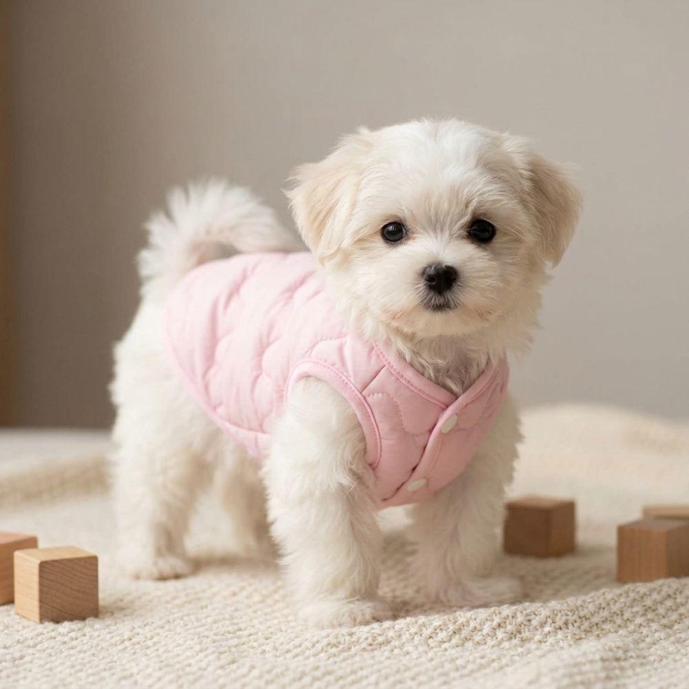 Breathable Liner Dog Down Jacket Round Neck Puppy Winter Cotton Coat Dog Clothes Daily Walking