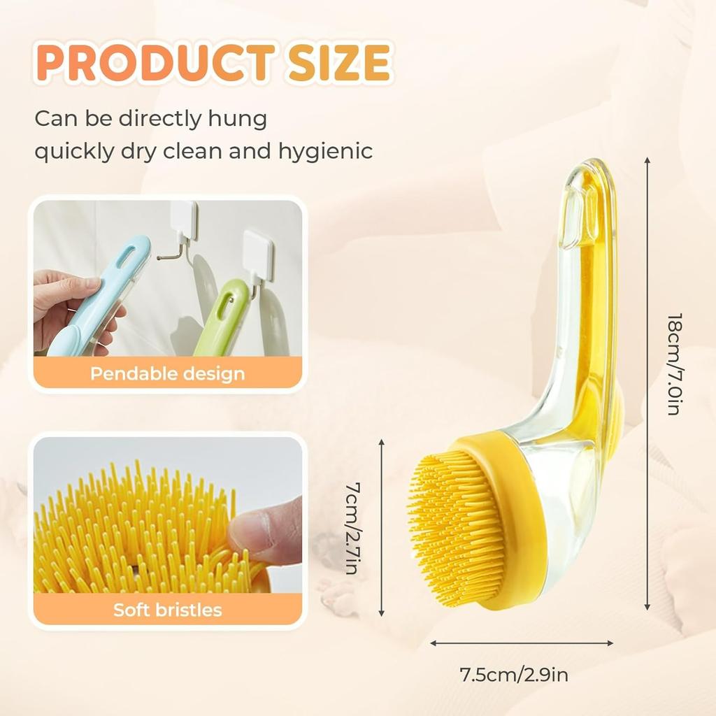 Spazzola da Bagno per Animali Domestici, Spazzola da Bagno 2 in 1 per Cani con Dispenser Integrato per Shampoo, Spazzola per Lavaggio Animali Domestici per Bagno Cane, Spazzola Massaggiante perToelettatura Cani a Pelo Lungo Corto