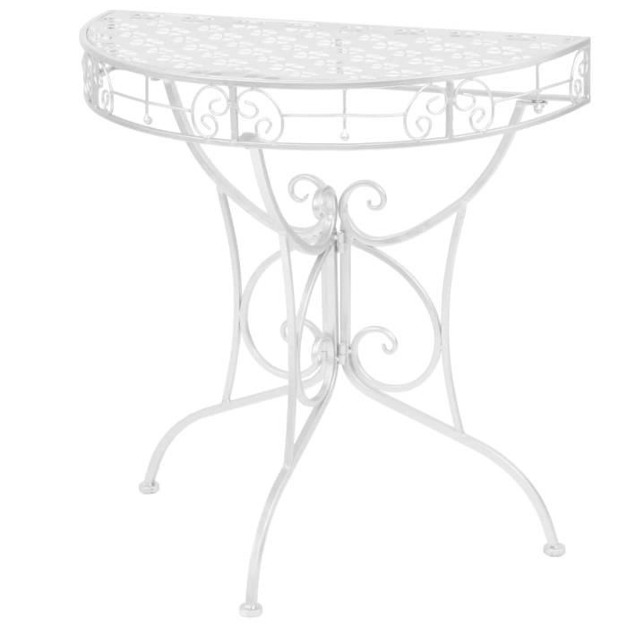 VidaXL Vintage Semi-circular Metal Side Table 72x36x74 Cm Silver
